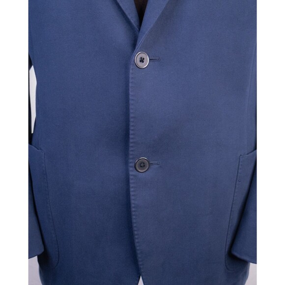 Flynt Men's Sport Coat Jacket Blazer Suede Solid Blue Sz 46L 2-Button Cotton - Picture 3 of 13